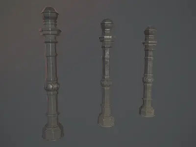 Barrier Bollard Pack 2 v3 Black Three Texture Options Low-poly 3D model