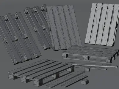 Damaged Wooden Pallet Game Asset Low-poly 3D model