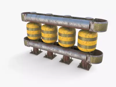 Tileable rolling barrier v2 weathered 3D model
