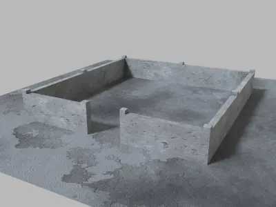 WALL AND ASPHALTED TERRAIN Low-poly 3D model