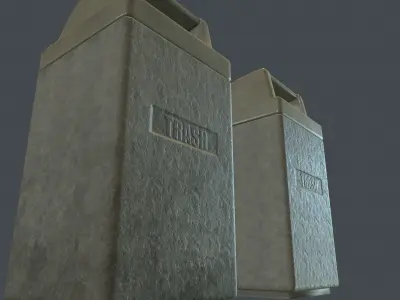Street Concrete Trash Bin PBR Game Ready Low-poly 3D model