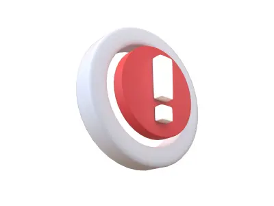 Battery Circle with Exclamation Mark Symbol v1 007 Low-poly 3D model