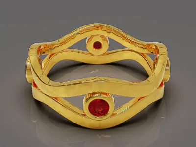 Bezel set round cut diamond wavy ring band 3D print model