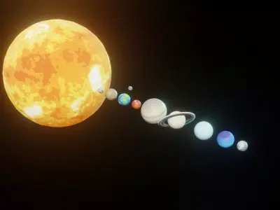 Stylized Solar System 2k 4k 8k Textures 25 Sci-Fi Music Tracks Low-poly 3D model