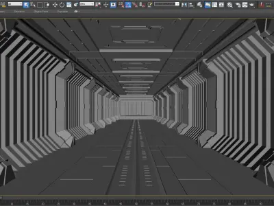 SCI FI INTERIOR SCENE SPACE SHIP CORRIDOR Low-poly 3D model