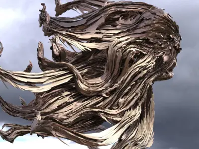 Golden female mane 1 3D model