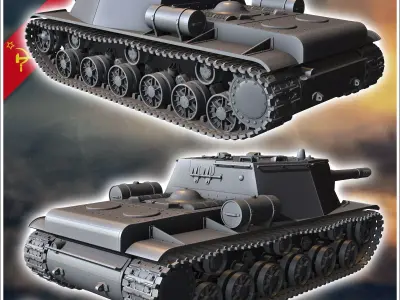 SU-152 self-propelled heavy howitzer - Soviet army WW2 Second Wo 3D print model purchase