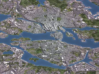 Stockholm - Topography Terrain 3D City 3D Model Pack