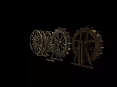 Watermill wheel set  3D model
