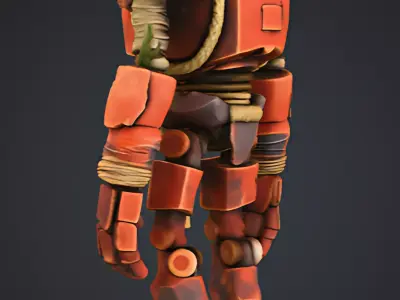 Stylized Rusty Robot Character    Game Ready PBR 3D Model 3D model