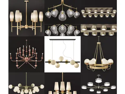Chandelier low poly 3d models collection 10 pieces Low-poly 3D model by 3dFront from CGTrader