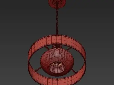 Wide Warm Antique Brass Pendant Light 3D model