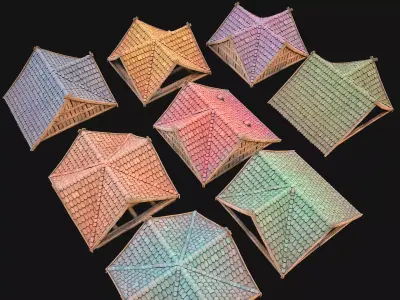 Medieval Corner Roof Low-poly 3D model