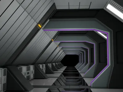 Sci Fi Corridor  3D model 11