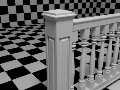 Exterior Railing - White Vinyl - Style 11 3D model