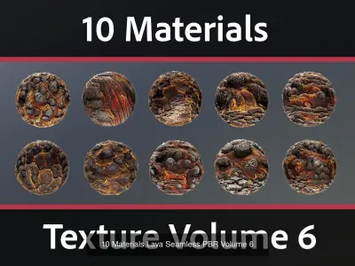 30 Materials Lava Seamless PBR Bundle 2 Texture
