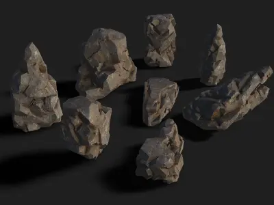 Mountain cliff Rocks - 3D Models PBR Pack 01 Low-poly 3D model