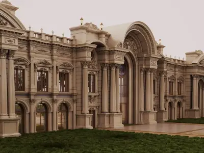 Luxurious classical palaces  mansions opera houses Low-poly 3D model