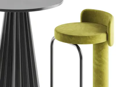 PLISSE High Table and Fox Counter Bar stool by Woo furniture 3D model