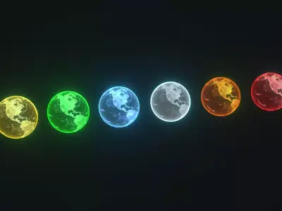 Planet Earth Hologram 6 Variations Sci-Fi 3D Model Low-poly 3D model