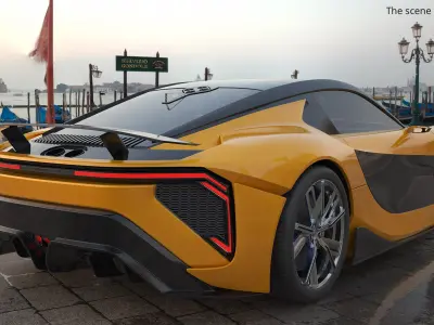  Modern Sport Coupe Veilside Style Orange Rigged for Cinema 4D 