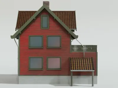 Scandinavian house Low-poly 3D model