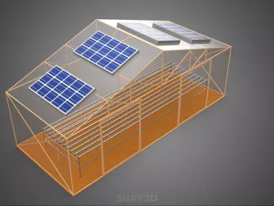 INDOOR SOLAR PANEL HYDROPONIC GREENHOUSE GLASSHOUSE FARM GARDEN 3D model