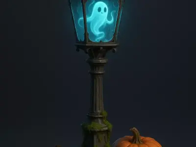 Ghostly Street Lantern Haunted 3D Printable STL Model 3D model