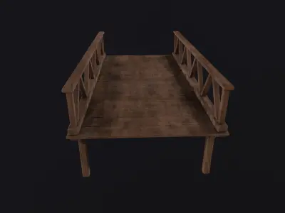 Medieval Wooden Bridge Low-poly 3D model