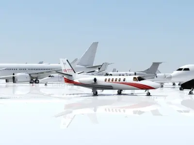 Cessna CITATION C550 Static low poly  Blank business jet GA Low-poly 3D model