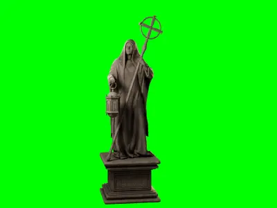 Holy Priest Statue Game-Ready 3d model Low-poly 3D model