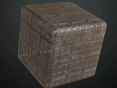 Sci-Fi Reinforced Orange Industrial Floor PBR Seamless Texture