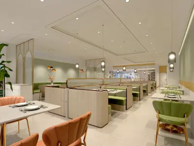 restaurant interior 3D model 2