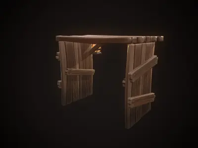 shield wooden gate Low-poly 3D model