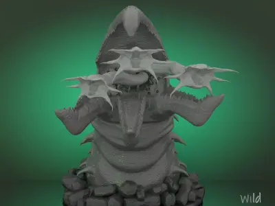 Graboid from Tremors Statue -  3D Print Model testes and printed 3D print model