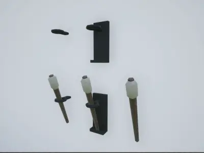 Medieval Torch Low-poly 3D model