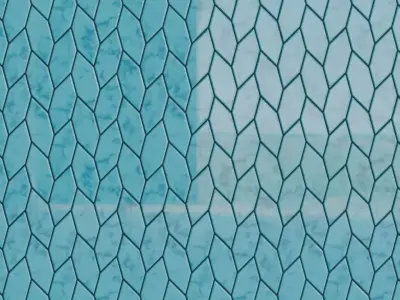Luxury Glossy Cyan Marble Shield Mosaic Tiles PBR Seamless Texture