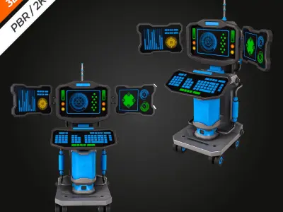 SCI-FI PC Monitor Low-poly 3D model