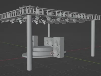 nightclub metal structure with lights 3D model
