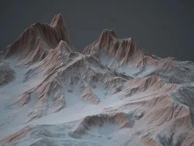 Snowy Mountains PBR Game Ready Low-poly 3D model