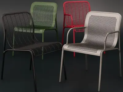 4 types of the chair for the cafe cityscape landscape exterior 3D model