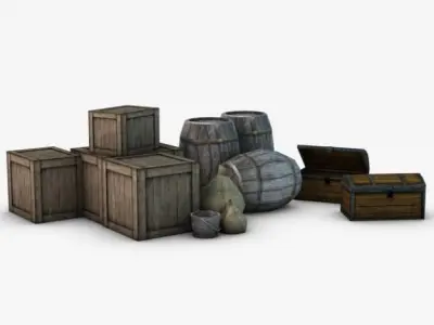 Low Poly Storage Props 3D model