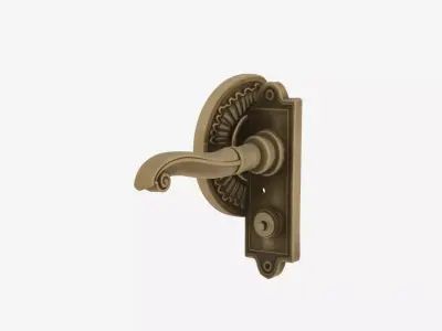 Elegant Brass Bank Door Handle 3D Lever and Security Features 3D model