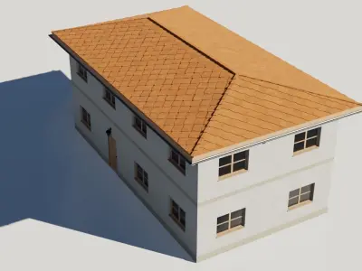 Realistic residential city building Low-poly 3D model