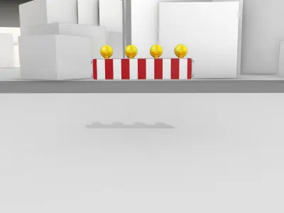 Construction Barrier 4 with warning lights 600-33 250x1200mm Low-poly 3D model