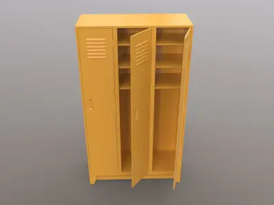 PBR School Gym Locker 08 - Yellow Low-poly 3D model