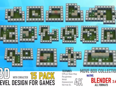 15 Levels Pack Low-poly 3D model