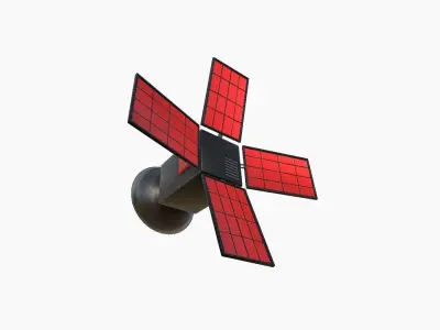 Satellite G04 Steel Red - SciFi Space Design Low-poly 3D model