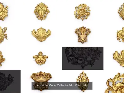 Acanthus Onlay Collection09 3D Model Pack