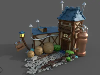 Magic Bar Low-Poly 3D Model Low-poly 3D model